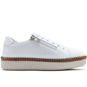 Resim Derimod Kadın Beyaz Bağcıklı Kalın Tabanlı Deri Sneaker 25SFD501818 