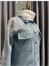 Resim Selinada Omuz İşlemeli Kot Ceket - Açık Mavi - 40 Açık Mavi 