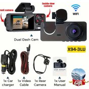 Resim Wıfı App Konolü Araba Dvr'ı 3 K 1080p Araç İçi Kamera Arabalar İçin Ön Ve Dikiz 64g X94-wıfı-3cam 