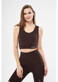 Resim Lesa Wear Halter Yaka Spor Sütyeni Crop Top Kahverengi 
