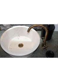 Resim Bej Silindir Mermer Lavabo 