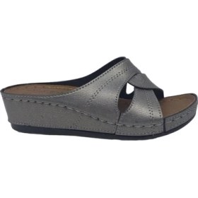 Resim Zerhan 1854 Kadın Platin Dolgu Topuk Günlük Kullanım Terlik 