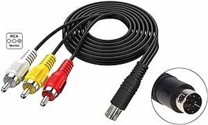 Resim Audio Video AV Cable Wire Adapter to RCA TV Connection Cord For SEGA Genesis 2 & 3 Model 1631 1461 Nomad or 32x 9 Pin Plug to Television Projector Composite Video Sound Ports 