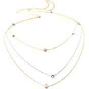 Resim Üç Sıralı Göz Kolye 14 Ayar Altın 