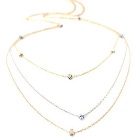 Resim Üç Sıralı Göz Kolye 14 Ayar Altın 