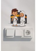 Resim Kabede Küçük Hacılar Ramazan Priz Sticker Seti Duvar Cam Sticker Ramazan Süsü Çok Renkli 