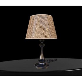 Resim Faro Abajur Siyah Metal Gövdeli Rattan Kahverengi Şapkalı Koyu Siyah 