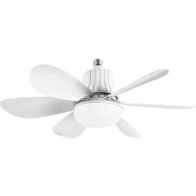 Resim Vantilatörü LED Işık 3 Renk Işık Sıcaklığı Ayarlanabilir 3 Kademe Hız Modu Sessiz 52 cm Çap 6 Kanat Uzaktan Kumandalı Vantilatör (Beyaz) 