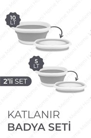 Resim Nar Züccaciye 2'Li Set Katlanır Badya Leğen Akordiyon Katlanabilir Badya Set 5 Lt Ve 10 Lt 
