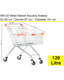 Resim Akdenizpos MA120 Metal Market Alışveriş Arabası 120 Litre 