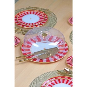 Resim Pink Line Kapaklı Kek Fanus - Pasta Sunum Standı 