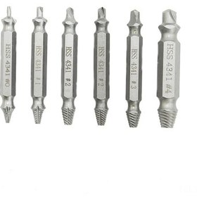 Resim Folinda 6 Parça Gümüş Hızlı Çelik Somun Çıkarıcı Seti - Kırık Somun, Vida Ve Boru Çıkarma Aracı 2-12mm 