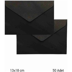 Resim Siyah Zarf Davetiye Zarfı 13x18 cm 50 Adet 