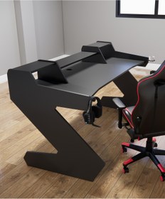 Resim Michael Brean Özel Tasarım Oyuncu Ve Stüdyo Masası 160 cm Bardaklık Ve Kulaklık Tutucu Hediye 