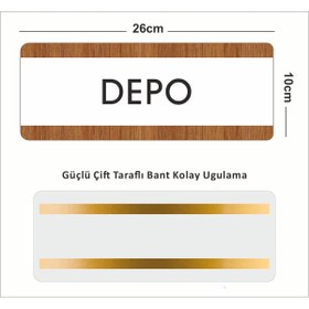 Resim zafrakreklam DEPO Ofis Departman Kapı İsimliği, Yönlendirme levhası 26X10Cm BEYAZ-CEVİZ 