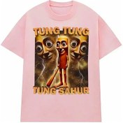 Resim Snapbuy Tung Tung Tung Komik Beyzbol Sopası T-shirt - Unisex Yazlık Sıfır Yaka Bluzblackkadın Black 