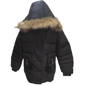 Resim Life For Moda Kız Çocuk Önü Fermuarlı Ve Çıt Çıtlı Ponpon Detaylı Çıkarılabilir Tüylü Kapüşonlu Peluş Astarlı Mont 3018 Siyah 