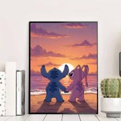 Resim Disney Stitch & Angel Elmas Boyama Seti - Stitch Hayranları için DIY El Sanatları, Stitch & Angel Karakterleri, Renk Kodlu Elmaslarla Tam Elmas Sanatı, Büyük 30x40cm/40x50cm (11.8x15.7in/15.7x19.6in) - Resmi Disney Ürünü, /Noel/Sevgililer Günü Hediyesi Yetişkinler İçin, Stitch Temalı Mozaik Ev 