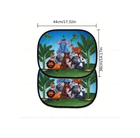 Resim Hightower Ders Dinleyen Hayvanlar Desenli, 2'li Paket Pratik Güneşlik, Statik Yapışkanlı Kolay Saklama 