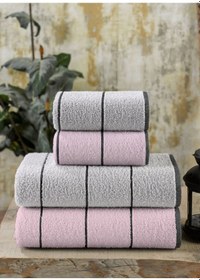 Resim Eumenia Pudra Valona 50 x 85 – 70 x140 cm 4'lü Banyo Havlu Seti | Pudra-Gri 