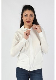 Resim Kadın Kapüşonlu Kadife Sweatshirt Bej Bej 
