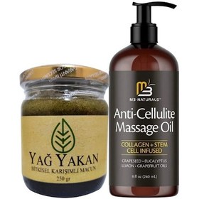 Resim Anti-cellulite Massage Oil 240 Ml Selülitlere Karşı Masaj Yağı + Yağyakan Macunu Incelme Zayıflatmaya Macun 250 Gr 