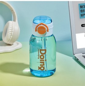 Resim Velvettides Fuxing Yeni Büyük Kapasiteli Çift İçki Pipet Kupası Yaz Erkekler Ve Kadınlar Basit Plastik Bardak Açık Taşınabilir Spor Su Şişesi 930ml Mavi 