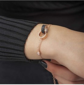 Resim Gümüş Rose İç İçe Geçmiş Halka Bileklik 