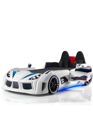 Resim Setay Çocuk Odası - Audi Koltuklu Arabalı Yatak, Sports 3 Kapılı Dolap, Masa, Şifonyer, Kitaplık - Beyaz 