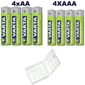 Resim Varta 56706 Ready2USE 2100 mAh AA Kalem Pil 4'lü + Varta 800 mAh AAA Şarjlı Pil + Pil Kutusu 