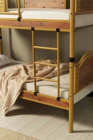 Resim ARGİMO Avangard Ahşap Başlık Metal Ranza Ve Karyola 90x200 Ceviz 