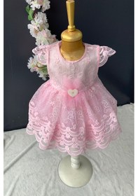 Resim Mnk Baby & Kids İnci Taşlı Dantelli Kız Bebek Elbise PNPN153 