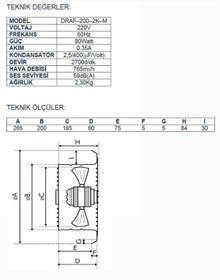Resim Ayas Draf-200-2K-M 20 Cm Sanayi Tipi Aspiratör 