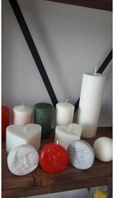 Resim iv candles Iv Candles 3lü Aydede Soya Wax Mumu Mavi Sarı Beyaz Yesil Kırmızı 7 x 7 
