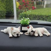 Resim 1 adet Uyuyan Fransız Bulldog Reçine Figür - Ev ve Ofis için Şık Dekoratif Süs, Köpek Sevgilileri için İdeal Hediye, Benzersiz Ev Hediyesi ve Doğum Günü Hediyesi için Anne, Anne, Kadınlar, Kapalı ve Açık Alan Kullanımı, Köpek Dekoru 