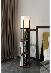 Resim Barok Raflı Lambader Kahverengi 