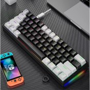 Resim Valkyrie Leaven K620 Blue Switch Mekanik Gaming Oyun Klavyesi Rgb 61 Key Mavi Tuş Type-C Klavye Beyaz-Siyah 