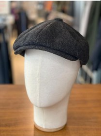 Resim Hamze Peaky Blinders Tarz İngiliz Model Balıksırtı Desen Kaşe Kumaş Kasket Şapka Siyah 