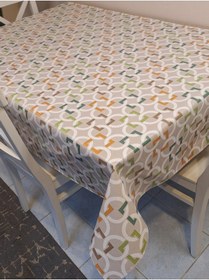 Resim Elyaflı Pvc Muşamba - Desenli Silinebilir Masa Örtüsü Kahve Bej 