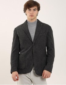 Resim Dufy Koyu Gri Melanj Erkek Slim Fit Mono Yaka Ceket - 97184 Gri 
