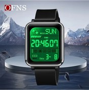 Resim Cloud011 Ofns Erkekler Digital Analog Kare Spor Saati Alarm Kronometre Takvim Aydınlatma Siyah Diğer 