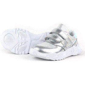 Resim Rakerplus Hakiki Deri Gümüş Renl Cırtlı Kız Çocuk Sneaker Ayakkabı 