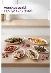 Resim Noble Life Menekşe Desenli 6 Parça Porselen Meze, Kahvaltılık Ve Sunum Seti Beyaz - Mor 