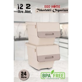 Resim 2li Tekerlekli Patateslik Soğanlık Oyuncak Kutusu Sebzelik Patates Soğan Kovası Sepeti Motek 24 Lt 