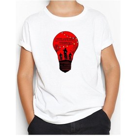 Resim Stranger Things Lamp Beyaz Çocuk Tişört Beyaz 