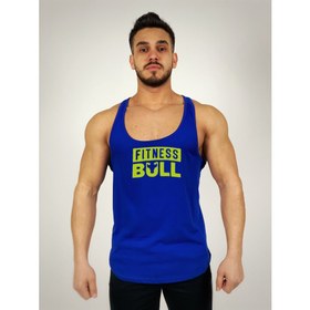 Resim Mavi Erkek Regular Fit -Fitness Bull- Baskılı Sporcu Atlet 