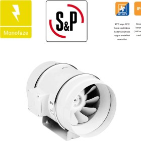 Resim Soler&Palau Td 500/150 Plastik Yuvarlak Kanal Tipi Fan Ø 150MM 580 M³/h Sessiz Tasarruflu Agmair Agm Sp Havalandırma Fanı 