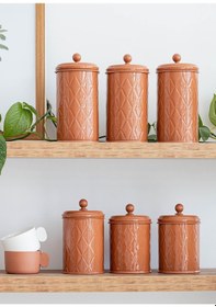 Resim The Mia Prizma Çay Şeker Kahve Kavanozu Terracota 1 Lt 