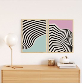 Resim Huhuli Ahşap Çerçeveli 2 Li Modern Tablo Huhu243 