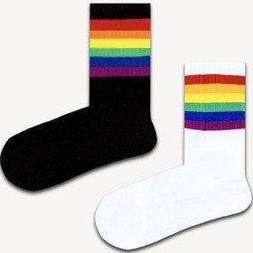 Resim Bidigago 2'li Çok Renkli Çizgili Atletik Çorap Set Renkli 